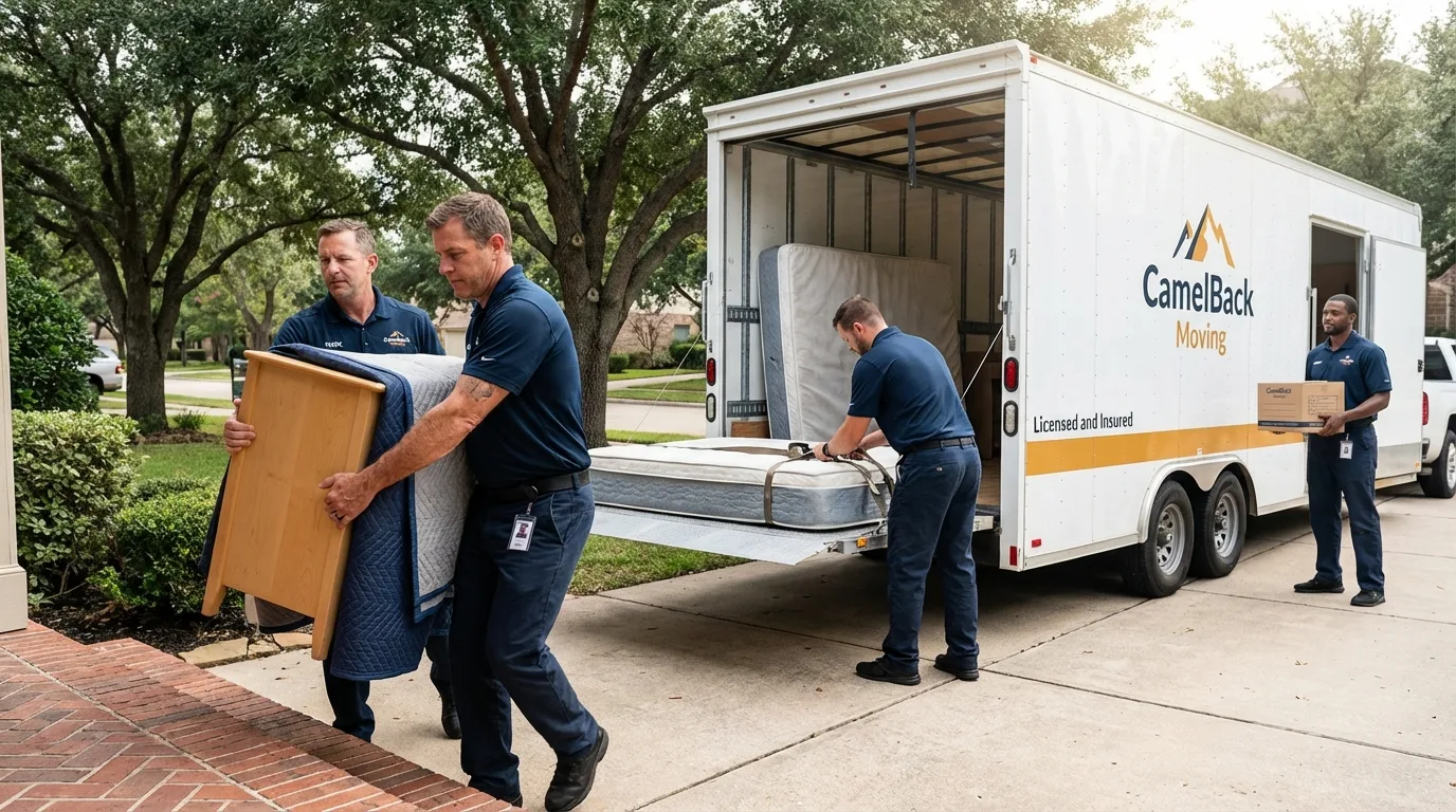 Crew loading residential truck for cross-state move from Warren, MN